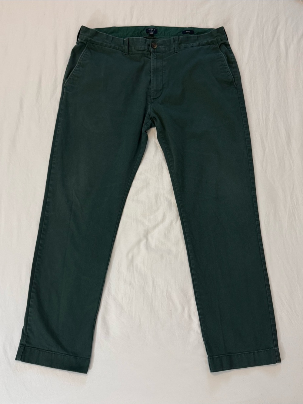 J.Crew Flex Chino Pants Men Size 36x30 Forest Green Stretch Straight